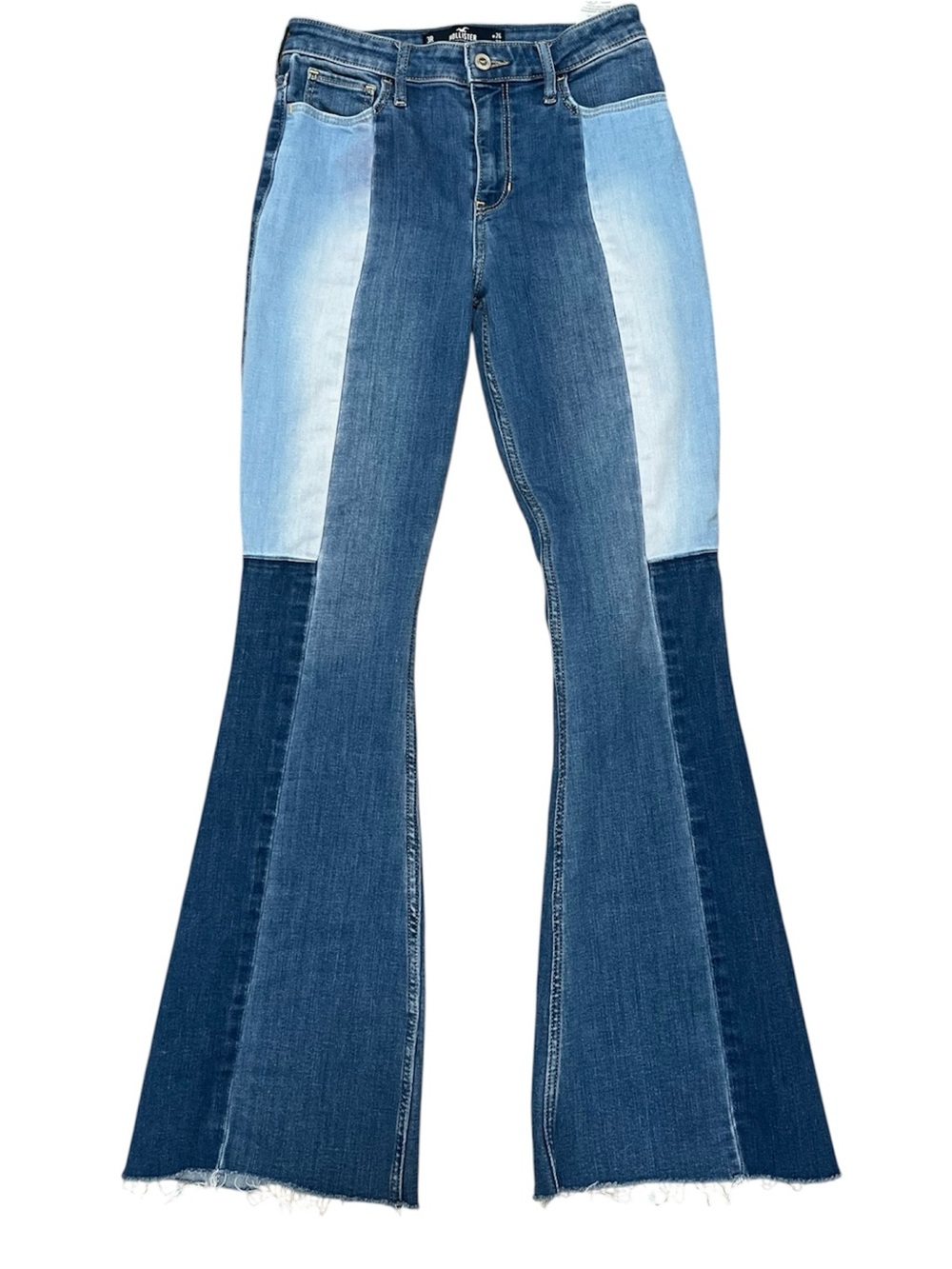 HOLLISTER High Rise Vintage Flare Patch Work Denim Jeans Soft Stretch Size 26